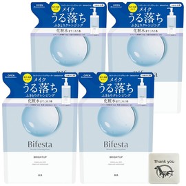 Bifesta Micellar Cleansing Water Bright-up Wiping Type, Unscented Refill, 12.2 fl oz (360 ml), Set of 4, Pores, Kunutonn Original Logo Included