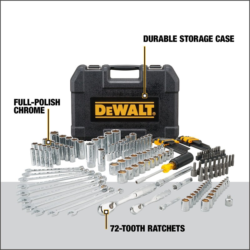 DEWALT Mechanics Tool Set, 1/4 and 3/8 Inch Drive, SAE,
