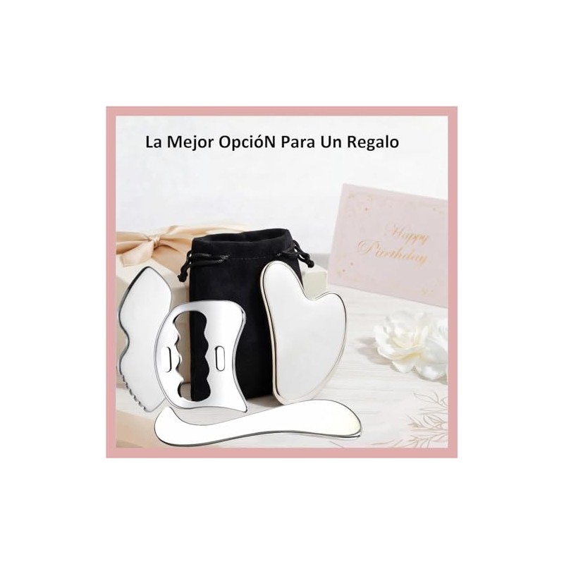 Lumbor37 Guasha Acero Inoxidable, Juego 4 en 1