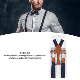 Men's Suspenders, Adjustable Heavy Duty, Elegant Double Layer, Easy Matching, Durable Elastic for Men (Navy Blue)