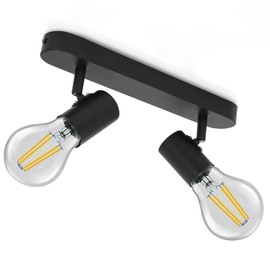 KYOTECH KYOTECH Deckenlampe E27 Deckenstrahler 2 Flammig 350 Schwenkbar max. 60W Vintage Deckenleuchte E27 Spotleuchte Drehbar Schwarz Deckenspots fr Wohnzimmer, Schlafzimmer Ohne Leuchtmitte