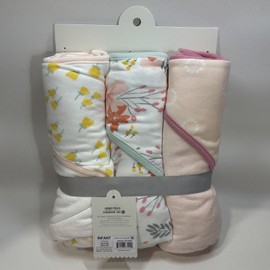 Cloud Island Baby Girls' 3pk Floral Meadow Hooded Towel - Cloud Island Pink & White Infant