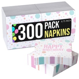 Exquisite Pink Happy Birthday Napkins Disposable Everyday 300 Pcs 2 Ply Party Napkins Paper Everyday Colored Napkin For Parties Lunch Napkin For Tables Birthday Party Supplies