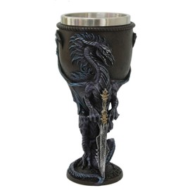 Stone Blade Winged Dragon with Sword Goblet w/Removable Stainless Stain Inner