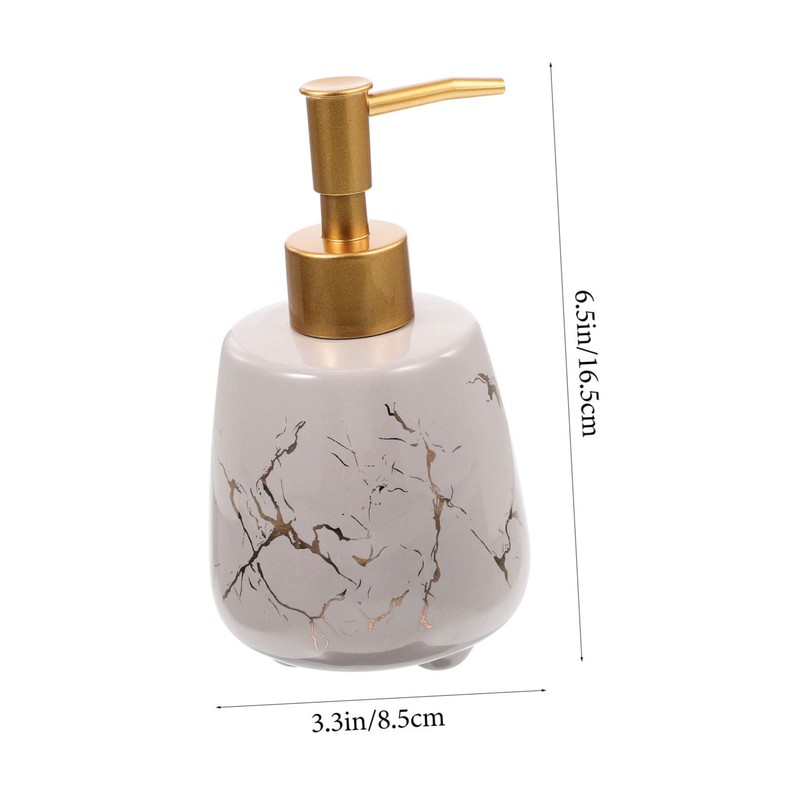 Ipetboom Ceramic Soap Dispenser with Pump Reusable Gray Marble Lotion