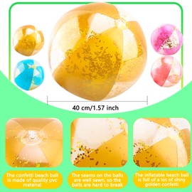 Sonarun 12 Pack 16 Inch Inflatable Glitter Beach Balls Confetti Beach Ball Bulk Blow up Beach Ball for Summer Beach Pool Water Party Toys (Pink, Rose Gold, Gold, Blue)