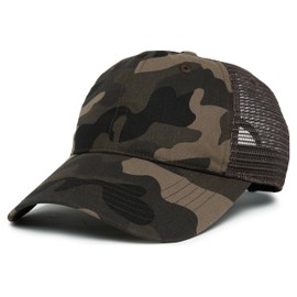 Funky Junque Mesh Trucker Hat Breathable Snapback Cap for Men with Cotton Front and Sweat-Wicking Protection - Camo