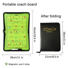 BESTCAN Soccer Coaching Board, Magnetic Soccer Clipboard for Coaches, Portable Strategy Football Coach Board with Dry Erase, Marker Pen and Zipper Bag