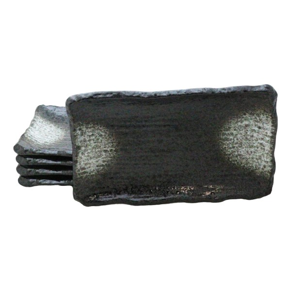 Pack Of 5 Charcoal Grey Tone Hakumu Collection Rectangular Wavy