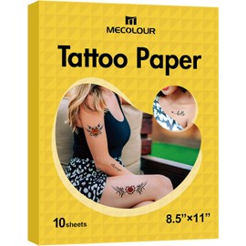 MECOLOUR Papel de tatuaje temporal imprimible de 8.5 pulgadas, 11 pulgadas, 10 hojas para impresora de inyección de tinta
