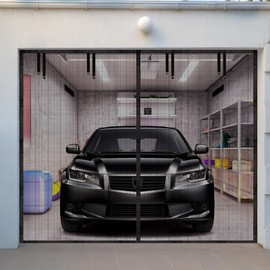 ALIESTFDNO 9x7FT Garage Door Screen Upgraded Sturdy PET(Greater Than Fiberglass and Polyester) Garage Screen Door Magnetic Screen Doors for 1 Car Garage,Garage Screen with Heavy-Duty Weight Bar