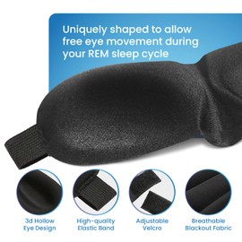 Glamza Sleeping Mask - Adjustable 3D Soft Foam Eye Mask for Sleeping - Perfect Blindfold Cover for Airplane, Travel, Nap etc - Sleep Aid for Men & Women - Innovative Contoured Design & 100% Blackout.