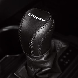 Kayafar Toyota Camry 70 Series Shift Knob Cover for Camry Dedicated Shift Grip Cover Leather Cover Interior Parts CAMRY Emblem Garnish Parts Scratch Prevention for Camry 10th Generation (Black)