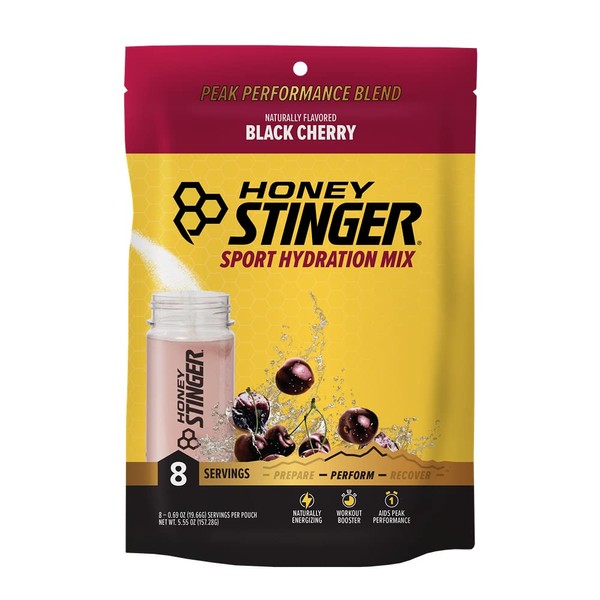 Honey Stinger Perform Sport Hydration Powder | Black Cherry Electrolyte Multiplier for Exercise, Endurance and Performance | Sports Nutrition for Home & Gym, Pre and Post Workout | 8 Serving Pouch