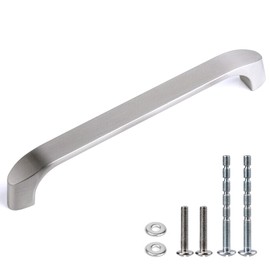 WEAVERBIRD 2 Packs Furniture Handles, Zinc Cabinet Handles, Drawer Handles, Door Handles, Kitchen, Balcony Door 128mm Drill Hole Spacing Silver Brushed for Door Barn Furniture