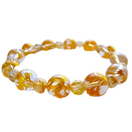 Kanoishi ∞ [Dragon God x Gold Rutile Bracelet, Great Wishes Fulfillment and Amulet for Money Lucky] Gold Dragon Breath Men's Women's Natural Stone Rutile 6mm Dragon God 0.4 inch (10 mm) Power Stone