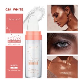 Ibcccndc Polvo De Hadas Fairy Powder Highlighter Long Lasting Shimmer Silver Glitter Hairspray for Face Hair Eye Lip and Body,Make Up for Prom, Festival Rave, Stage Makeup (White)