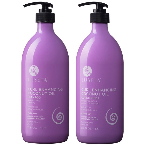 Luseta Curly Hair Shampoo and Conditioner Set Define Curls and Restore Bounce with Coconut Oil for Culr & Wave Hair Intense Intensely Moisturizing Curly Hair Products Color Safe and Sulfate Free