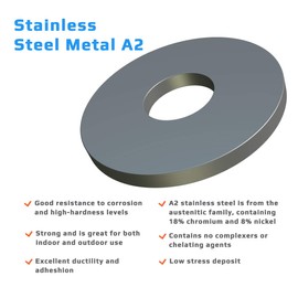 M8 Flat Penny Washer Stainless Steel A2 (Pack of 5) Large OD Plain Wide Round Metal Washers for Screws – Certified Standart ISO 7093 DIN 9021 M8 (8.4mm x 24mm)