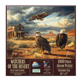 SUNSOUT INC - Watchers of The Desert - 1000 pc Jigsaw Puzzle by Artist: John Stewart - Finished Size 20" x 27" - MPN# 77063 - Eagle