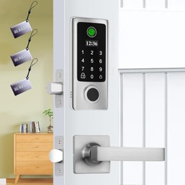 BEBASIA Advanced Biometric Fingerprint Smart Deadbolt Lock, Satin Nickel, 35mm-55mm Standard Door Thickness, 300+ User Capacity, Anti-Peeping Password, 2000 Unlock Records, Mute Mode