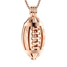 Oinsi American Football Cremation Locket Necklace For Ashes Of Loved Ones Stainless Steel Memorial Urn Jewelry Women Men Keepsake Fashion Necklace (Full Rose Gold)