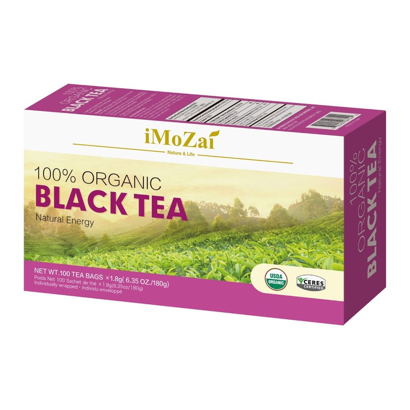 Imozai Organic Black Tea Bags 100 Count Individually Wrapped