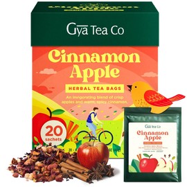 Gya Tea Co Cinnamon Apple Herbal Tea Bags (20 Bags) - Decaf Cinnamon Tea Bags Rich in Hibiscus - Spicy Sweet & Tangy Cinnamon Apple Spice Tea - Apple Cider Tea Bags Fruit & Herbal Tea Blends