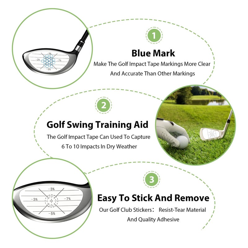 Aihoom 40pcs Golf Impact Tape, Golf Club Impact Stickers for