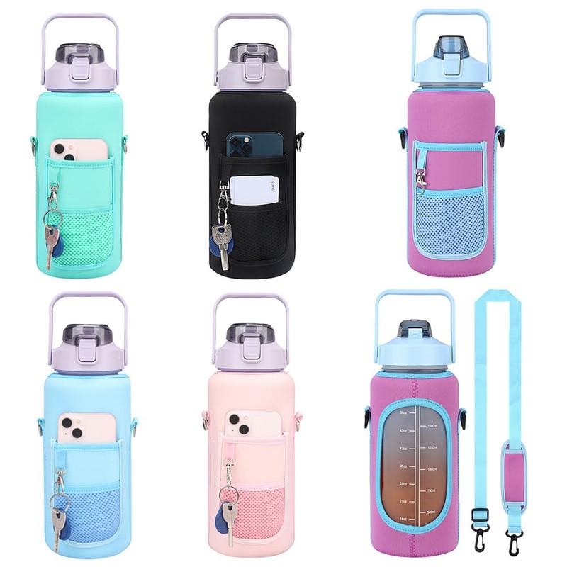 2L/64OZ Water Bottle Cover with Strap Drink Sport Cup Case