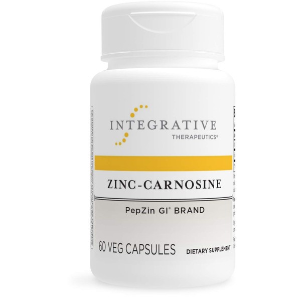 Integrative Therapeutics Zinc-Carnosine - PepZin GI Brand Supplement with Zinc and L-carnosine - GI Tract Support* - Gluten Free and Vegan - 60 Capsules