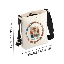 JYTAPP London Theatre Crossbody Bag London Broadway Musical Theatre Gift West End Broadway Musicals Merch Theater Souvenir (Beige)