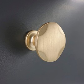 IAFVKAI 4 Pieces Cabinet Knobs Zinc Alloy Drawer Knobs Brushed Brass Round Cabinet Kitchen Handle Gold Door Dresser Knob