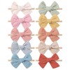 10 x Baby Girl Headbands, Hair Bows Nylon Cotton Linen