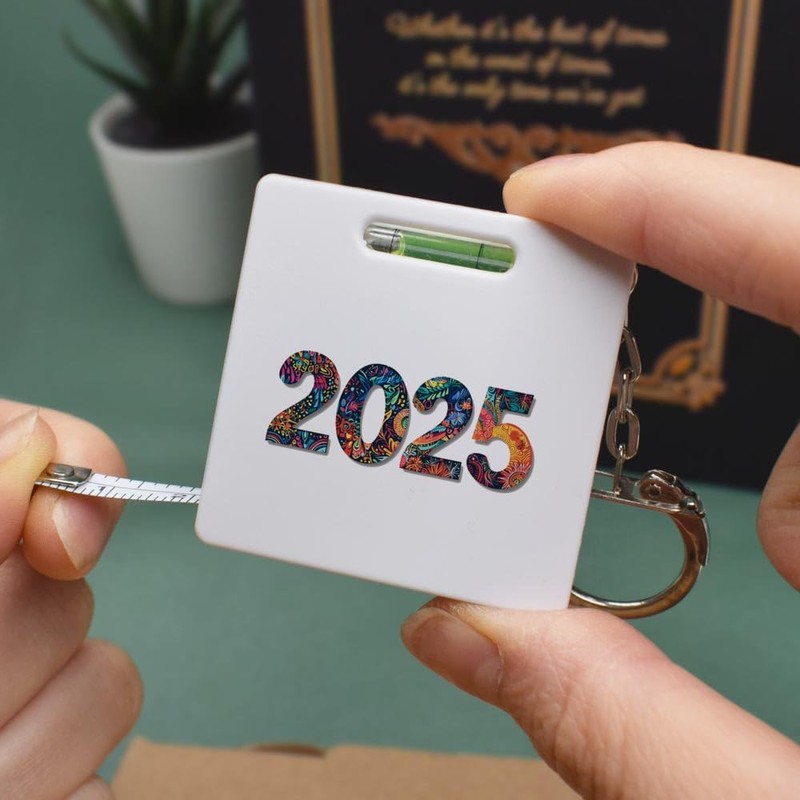 'Colourful 2025' Keyring Tape Measure/Spirit Level Tool (KM00041746)