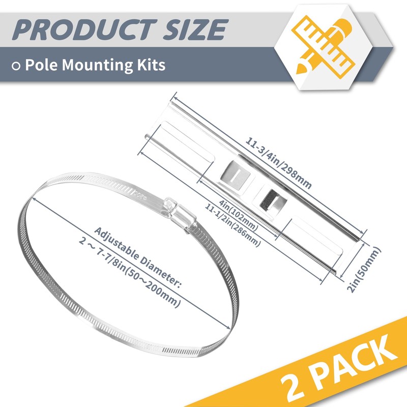 Flamorrow Pole Mounting Kits, 304 Stainless Steel 11.8" x 2"