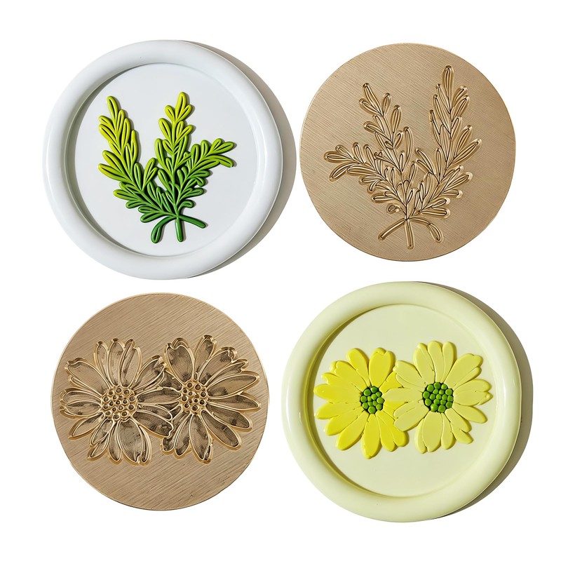 DBEFTLI 4-Piece Botanical Wax Seal Stamp Set – Interchangeable Solid