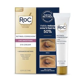RoC Retinol Correxion Eye Cream Mini for Dark Circles & Puffiness, Daily Wrinkle Cream, Anti Aging Line Smoothing Skin Care Treatment, .25 oz