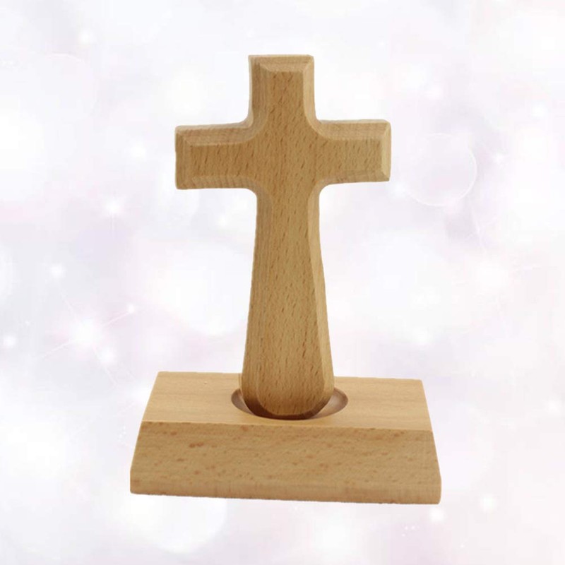 VOSAREA Christian Wooden Cross with Magnetic Base Decorations