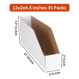 ZBEIVAN Cardboard Storage Bins Boxes 35 Packs 12x2x4.5 Inches, Easy Assembly Pantry Organizer Bins for Shelf, White