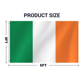 Ireland Flag, 3x5 Ft Irish Flag, Vivid Color Fade Resistant With Brass Grommets for Party Parades Sports Events Patriotic Holidays Outdoor Indoor Decorations