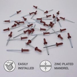 (Pack of 80) Varnished Blind Rivets 4.0 x 12 mm, Dome Head, DIN 7337, Aluminium Rivets and Steel Mandrel, Pop Rivets (80, Oxide Red RAL 3009)