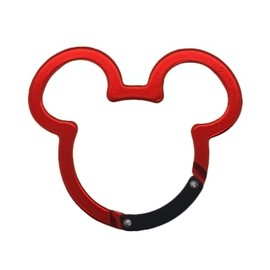 ChUmta 2PCS Aluminum Carabiner Ear Mouse Ring, Caribeener Clips, Spring Snap Hook for Keychain Clip（Length: 2.36”*Width: 2.16”*Diameter: 1.7”）, Red and black