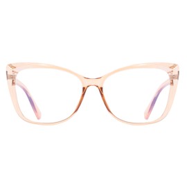 OWTXIS Oversized Cat-Eye Reading Glasses for Women Men, Lightweight Large Readers Trendy Eyeglasses (Champagne, +1.00)