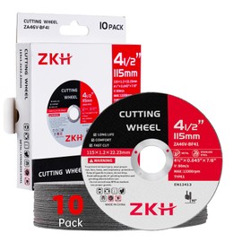 ZKH 10 Pack Cut Off Wheels 4 1/2 Inch, Thin Metal & Stainless Steel/INOX Cutting Wheel, Strong & Durable Metal Cutting Disc for Angle Grinder, 4.5" x .045" x 7/8"