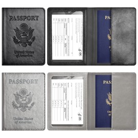 Eoehro 2Pack Passport Holder Wallet Cover Case, Travel Essentials for Women and Men