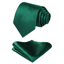 HISDERN Green Ties for Men Emerald Green Stripe Tie Silk Wedding Business Tie and Pocket Square Forest Army Green Formal Neckties Handkerchief Set