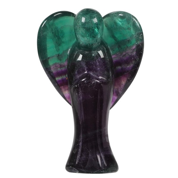 dssmboom 3" Hand Carved Fluorite Crystal Guardian Angel Figurine for