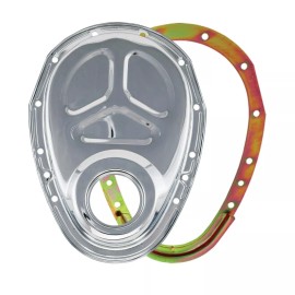 Hot Rod Parts Supply SB Chevy Chrome Steel 2-Piece Timing Cover Kit Reinforced SBC 305 327 350 383