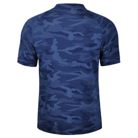 TAPULCO Henley Short Sleeve 3 Button Golf Tshirts for Men Dry Fit Breathable Collarless Polo 4 Way Stretch Athletic Workout Polyester Casual Shirts Camo Dark Navy XX-Large